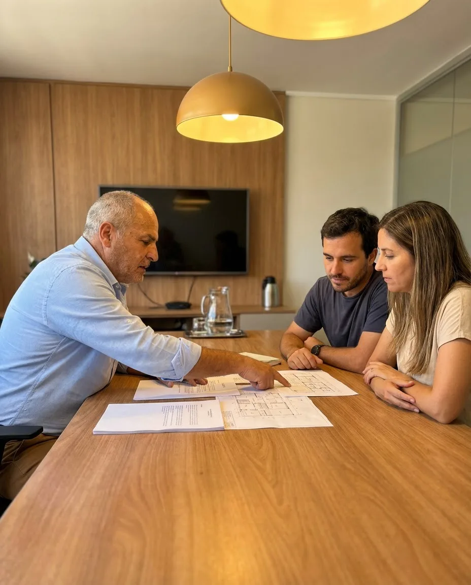 Abogado José Luis Fernández Henríquez revisando documentos con familia - AbogadoPro